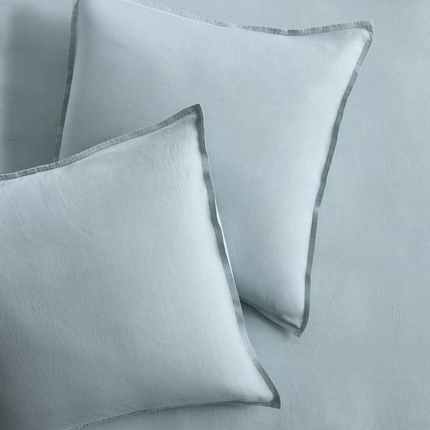 Mist Blue European Washed Linen Euro Shams, Set of 2