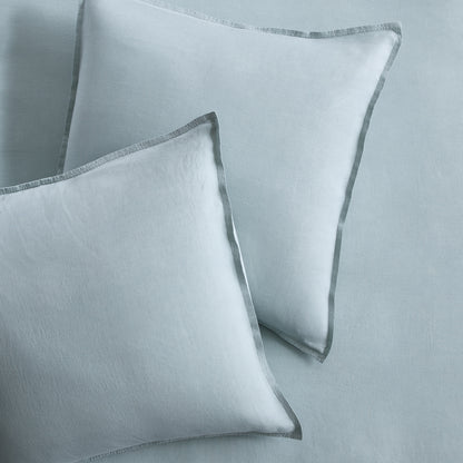 Mist Blue European Washed Linen Euro Shams, Set of 2