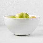 HG Modern Large Ceramic Serve Bowl, white, 14"Dia, with green apples.