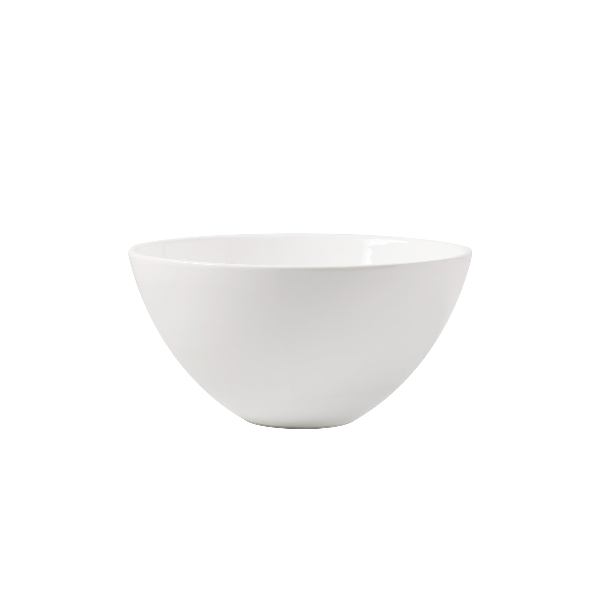 White HG Modern Small Ceramic Serve Bowl, 8"Dia, high-fired earthenware.