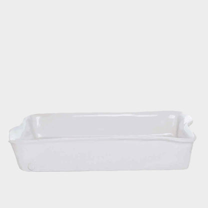 HG Handmade Ceramic Rectangular Baking Dish 4904 by Montes Doggett, creamy white glaze, 16"L x 10"W.