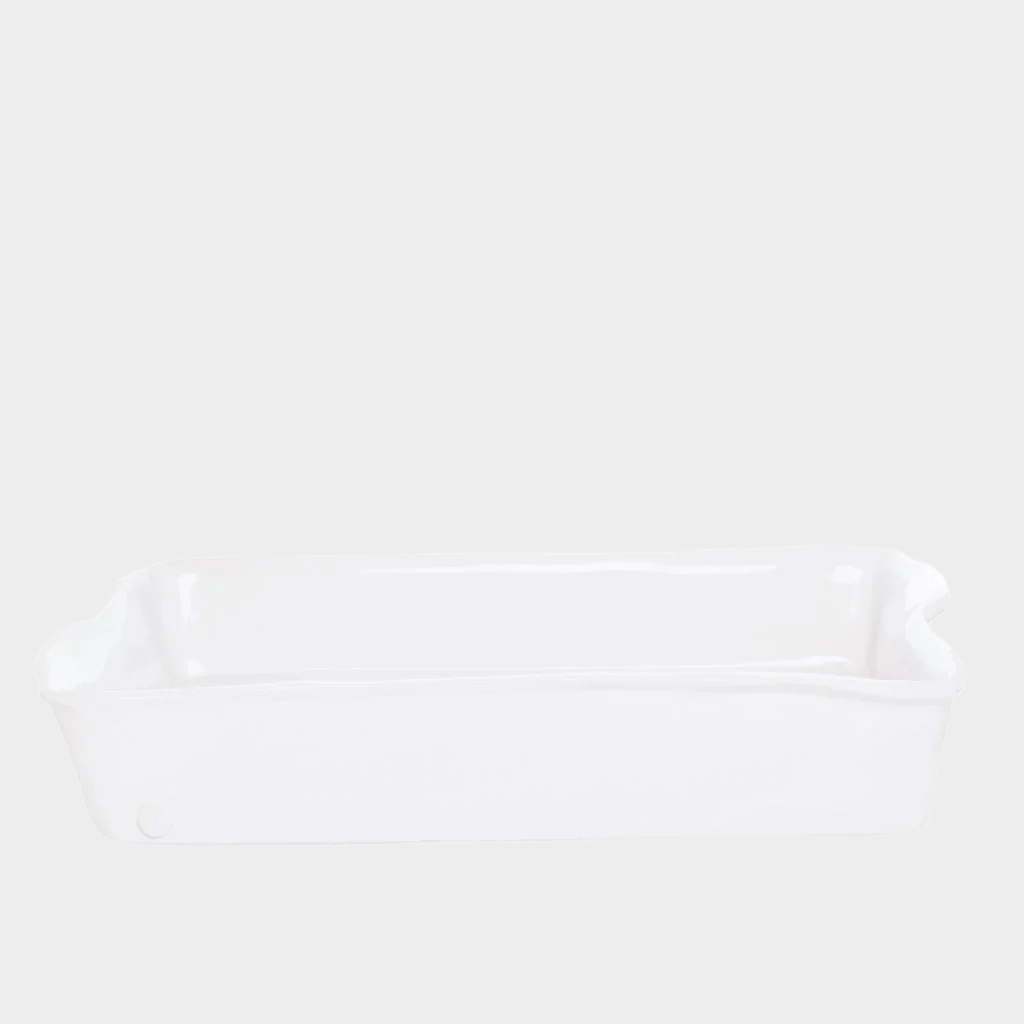 HG Handmade Ceramic Rectangular Baking Dish 4904 by Montes Doggett, creamy white glaze, 16"L x 10"W.