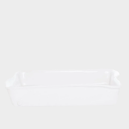 HG Handmade Ceramic Rectangular Baking Dish 4904 by Montes Doggett, creamy white glaze, 16"L x 10"W.
