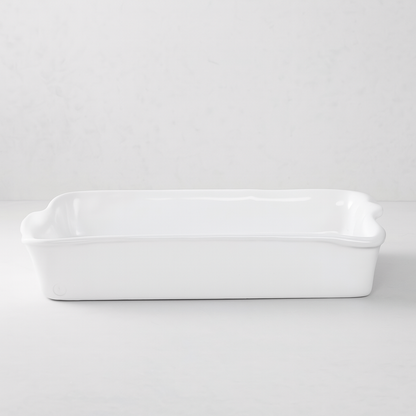 HG Handmade Ceramic Rectangular Baking Dish 4904, creamy white glaze, by Montes Doggett.