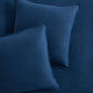 Set of two square Moonlight Blue European washed linen euro shams with flange edges.