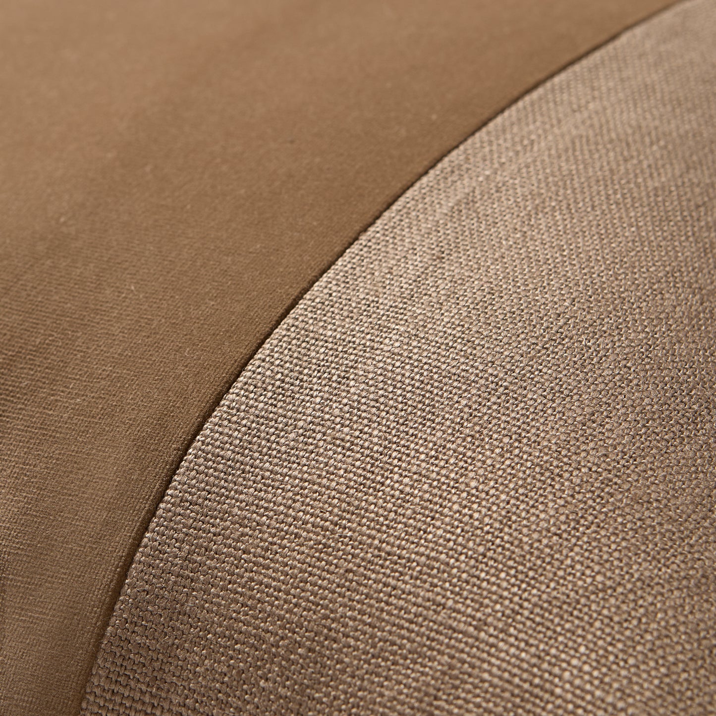 Moroccan Brown Tonal Wide Velvet Stripe and Linen Pillow, 22" Square.