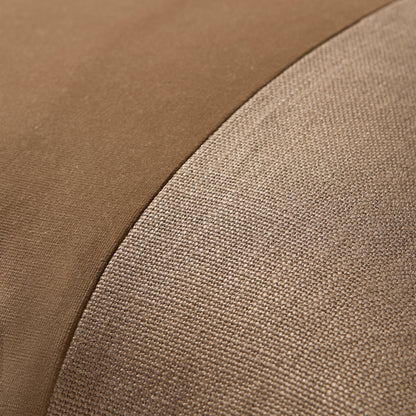 Moroccan Brown Tonal Wide Velvet Stripe and Linen Pillow, 22" Square.