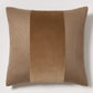 Moroccan Brown 22" square linen and velvet pillow with wide tonal stripe.