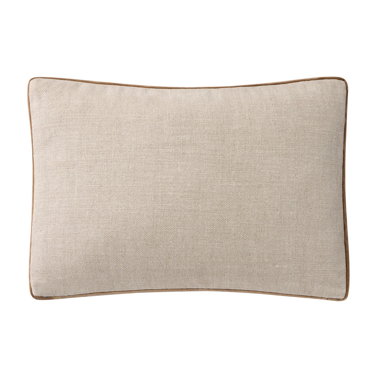 Hudson Grace Moroccan Brown Velvet Gusseted and Flax Linen Lumbar Pillow, 20x14 inches.