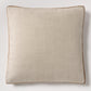 Moroccan Brown Velvet Gusseted and Linen Square Pillow, 22" square, with visible texture and brown piping.