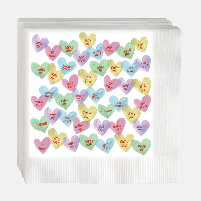 "Multi Hearts" Cocktail Napkins, Set of 50