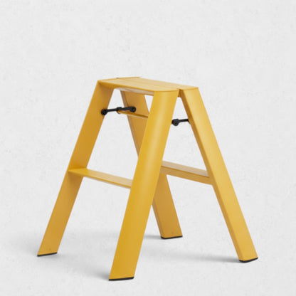 Hudson Grace mustard yellow Hasegawa Lucano 2-step ladder with a minimalist aluminum and steel design.