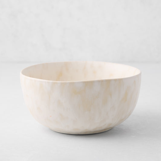 Natural Nuno Splatter Stoneware Bowl, pale cream with unique beige splatter, 6"Dia x 3"H.