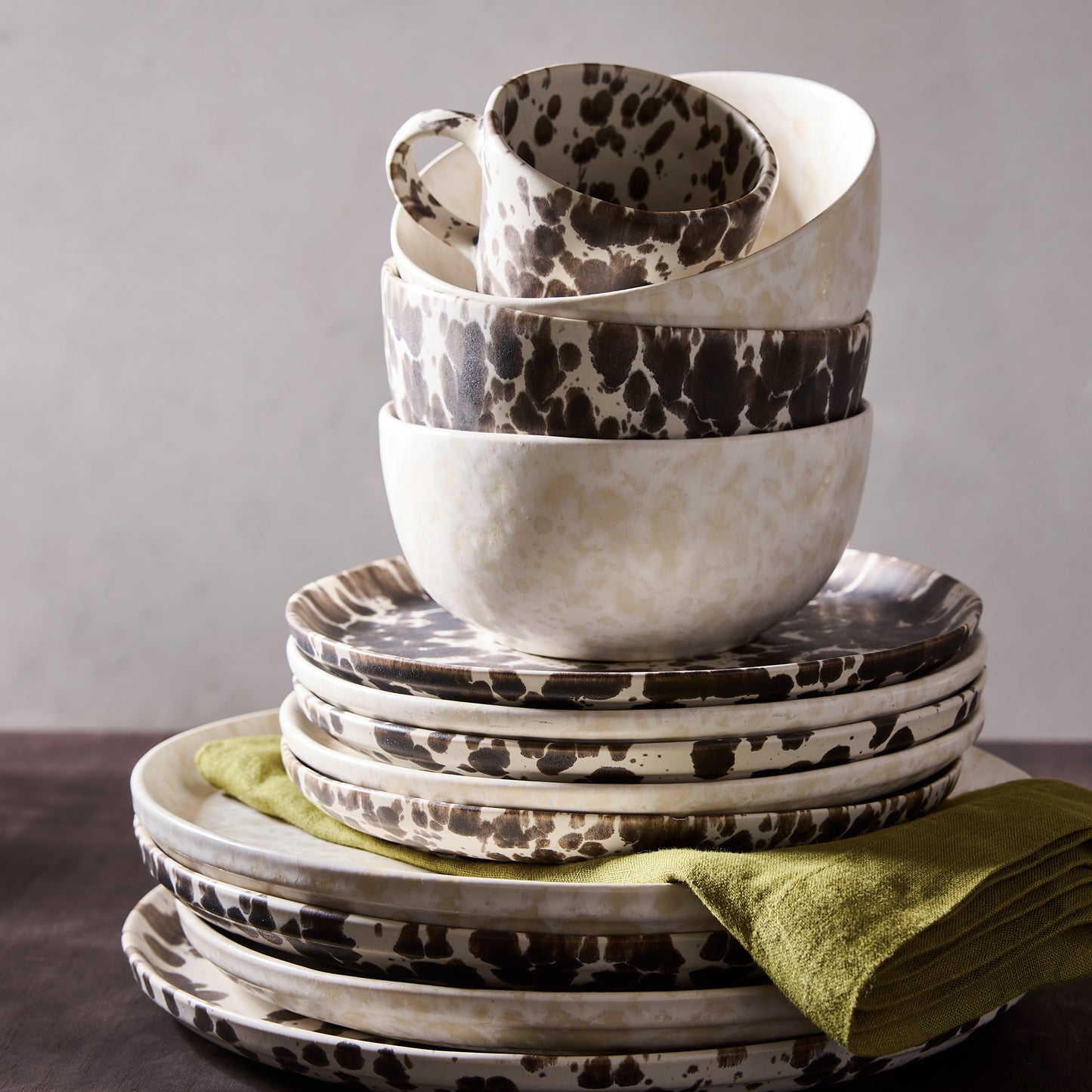 Natural Nuno Splatter Stoneware Dinner Plate