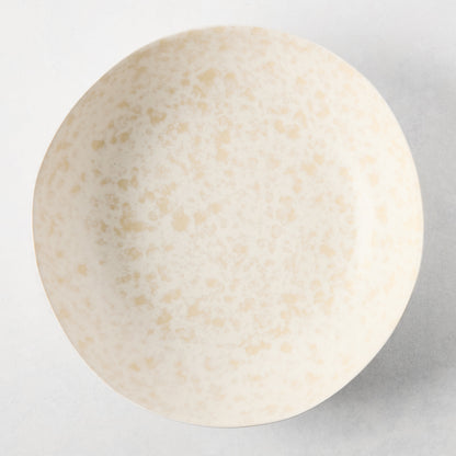 Natural Nuno Splatter Stoneware Serve Bowl, pale cream with beige splatter, 12"Dia coupe shape.