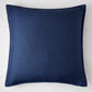 Navy blue 22" square reversible linen and velvet pillow with hidden zipper.
