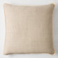 22-inch square beige Belgian linen pillow with a decorative flange border.