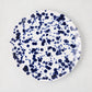 Navy Splatter Salad Plate, 9"Dia stoneware, white with hand-splattered navy blue dots.
