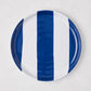 HG Navy Striped Melamine Salad Plate, 8"Dia, with a modern lipped design.