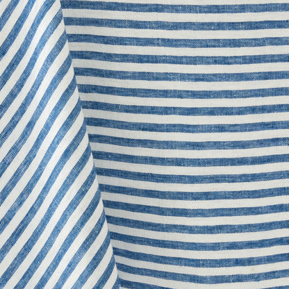Navy Blue Ticking Stripe Linen Tablecloth