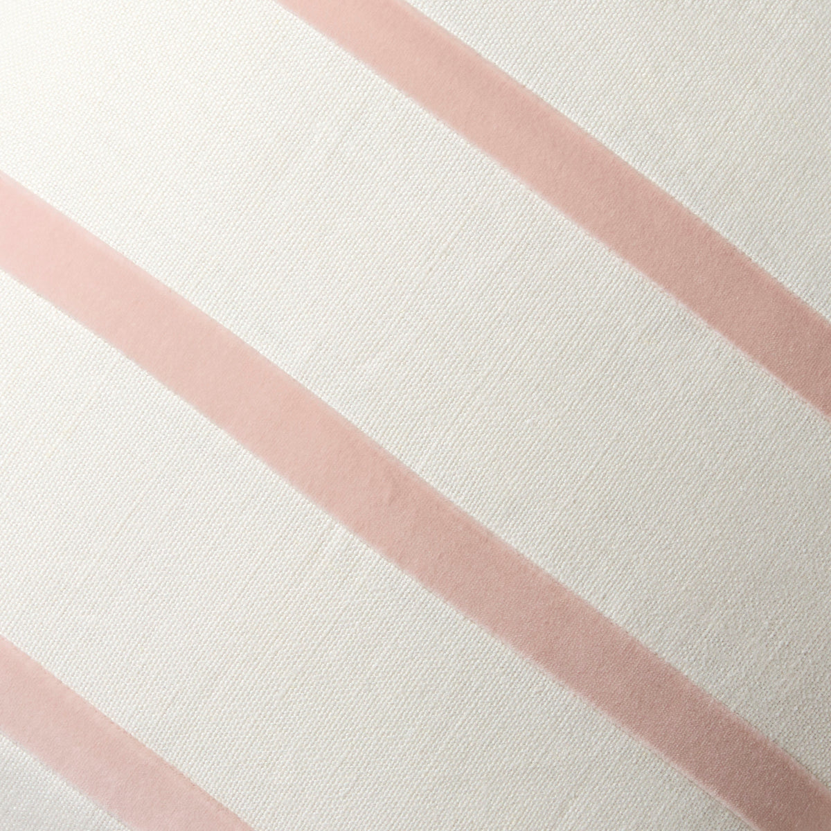 Nectar Pink and Ivory Thin Velvet Stripe Pillow, 22" square, Belgian Linen and Cotton Velvet.