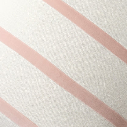 Nectar Pink and Ivory Thin Velvet Stripe Pillow, 22" square, Belgian Linen and Cotton Velvet.