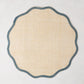 Newport Blue Border Scalloped Placemat, natural abaca with blue scalloped edge, 16" Dia.