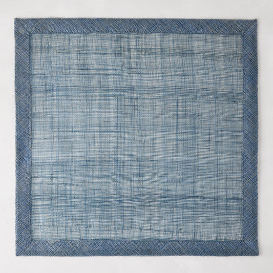 Newport Blue 15" square Abaca placemat with a deeper blue woven border.