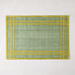 Newport Green Rectangular Placemat, Abaca, with yellow border, 19"L x 13"W.