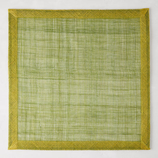Newport Green Square Abaca Placemat with Lime Green Border, 15