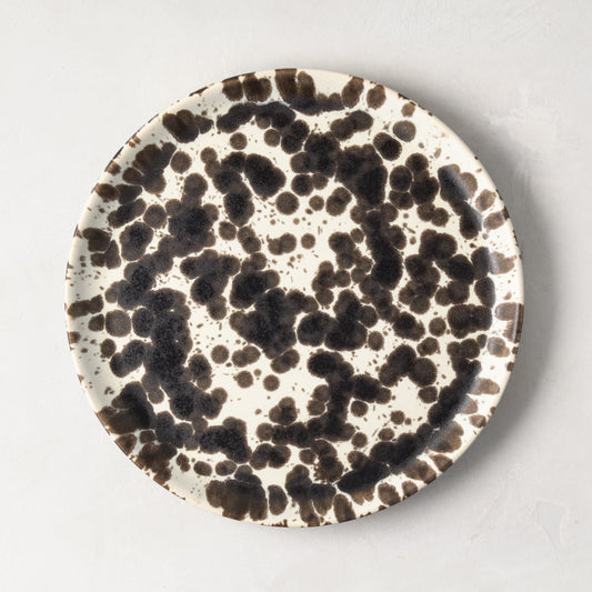 Nuno Splatter 8.2"Dia stoneware salad plate with unique brown splatter on a pale cream base.