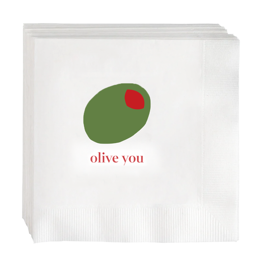 "Olive You" Cocktail Napkins, Set of 50