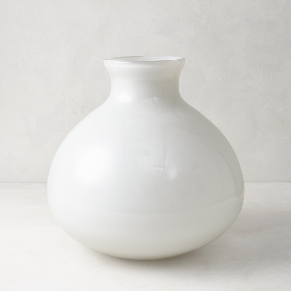 Opaque White Bucca Glass Vase