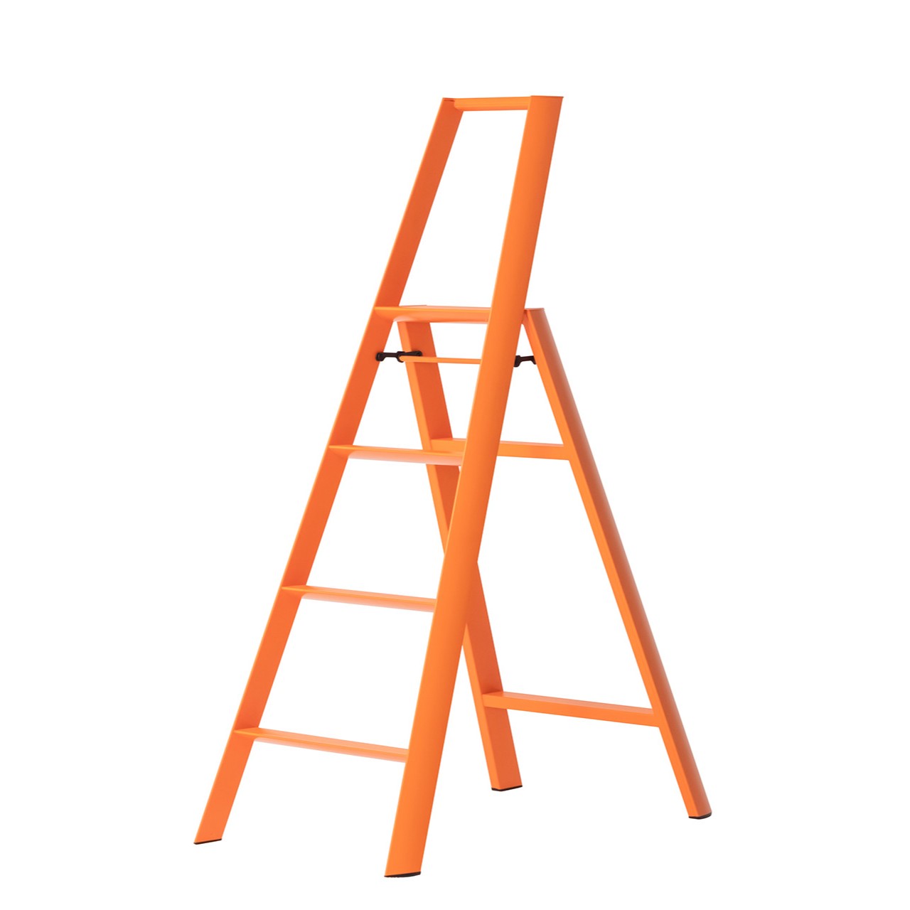 Orange Lucano Hasegawa 4-step lightweight aluminum and steel ladder with matte finish.