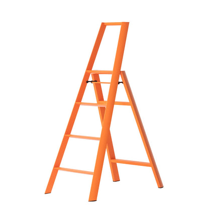 Orange Lucano Hasegawa 4-step lightweight aluminum and steel ladder with matte finish.