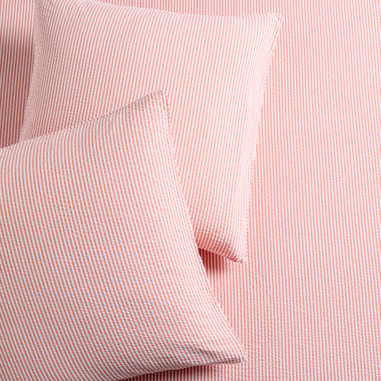 Orange Seersucker Stripe Cotton Euro Shams, Set of 2