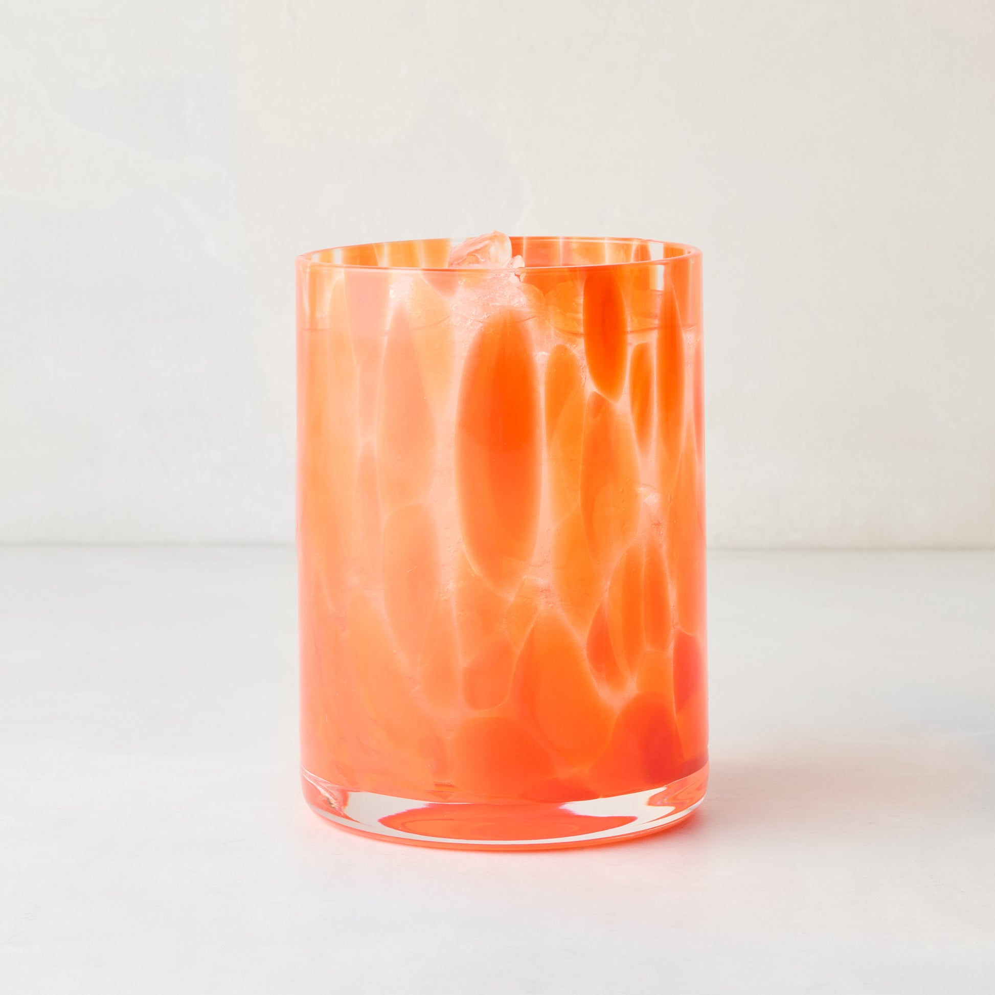 Orange Spotted Double Old Fashioned Glass, 12oz, clear glass with bright orange spots.