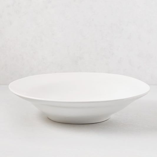 Organic Ceramic Serve Bowl, 16" diameter, creamy white glaze, subtle organic edges.