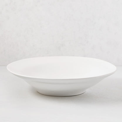 Organic Ceramic Serve Bowl, 16" diameter, creamy white glaze, subtle organic edges.