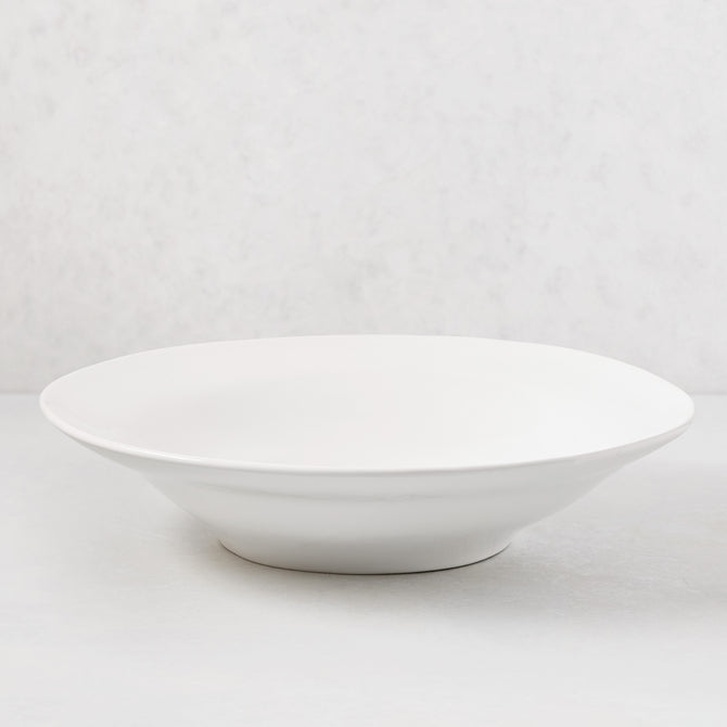 Organic Ceramic Serve Bowl, 16" diameter, creamy white glaze, subtle organic edges.