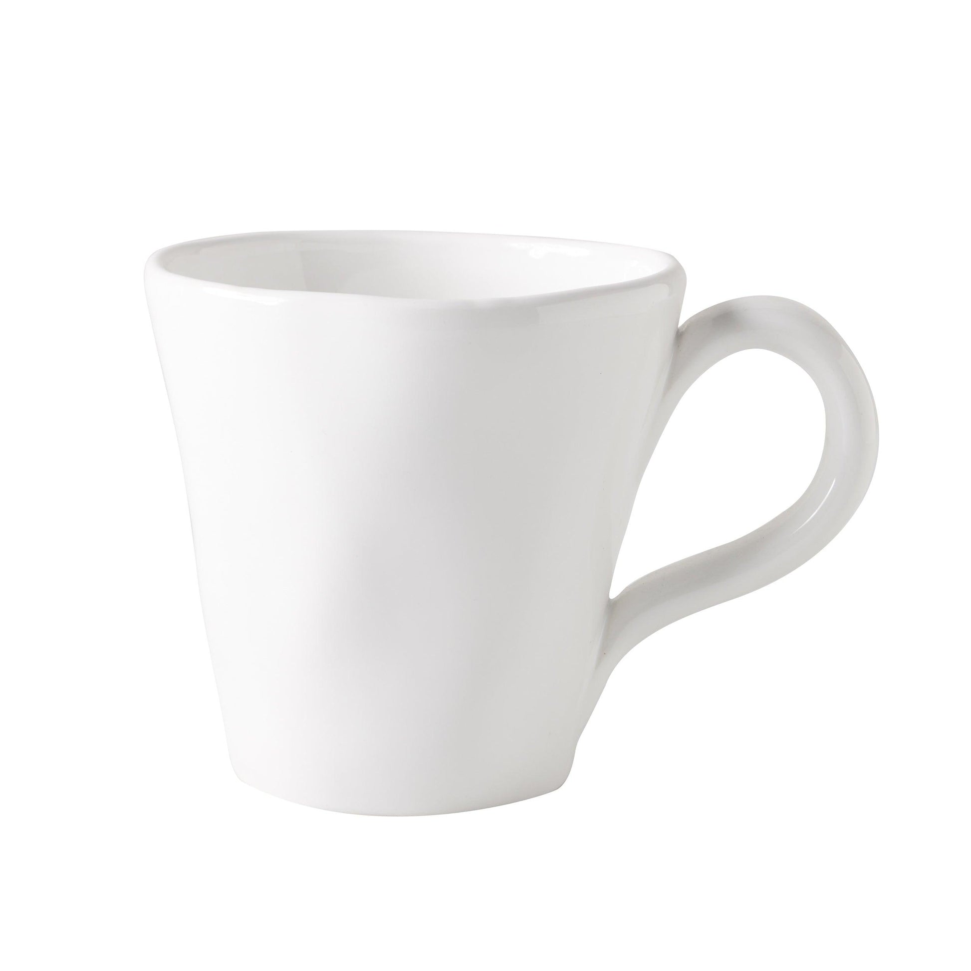 Organic White Ceramic Mug, 10 oz, with subtle organic edges and creamy glaze.