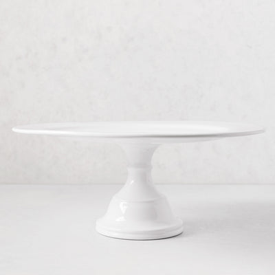 HG Original Large Pedestal Cake Stand, creamy white ceramic, 16"Dia x 6.5"H, classic European design.