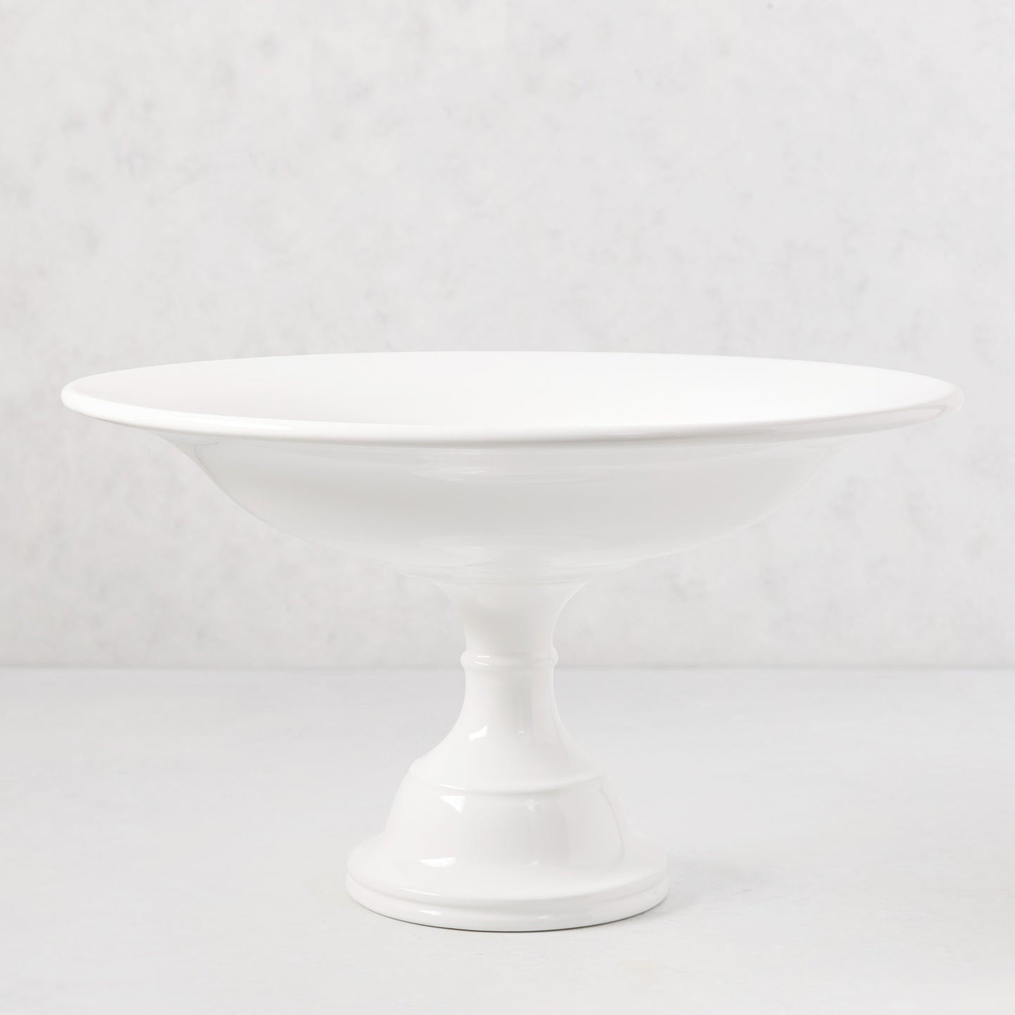 HG Original Pedestal Serve Bowl, creamy white ceramic, 15" Dia x 9" H, classic European design.