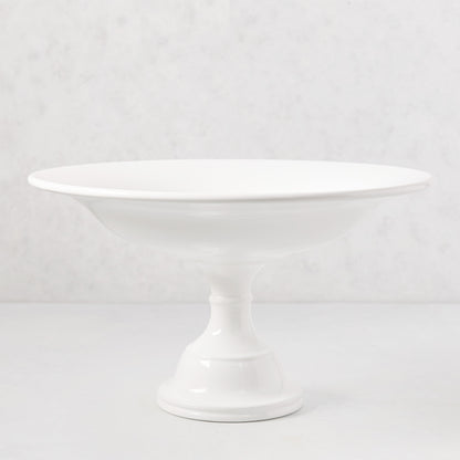 HG Original Pedestal Serve Bowl, creamy white ceramic, 15" Dia x 9" H, classic European design.