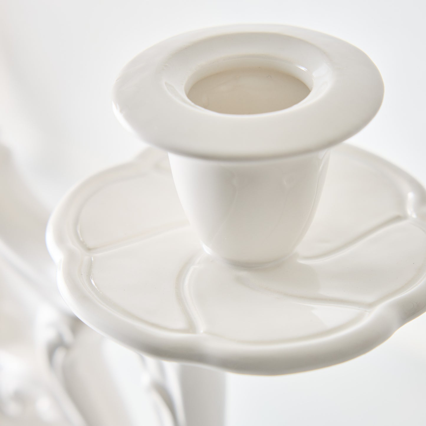 Orvieto White Ceramic Candelabra