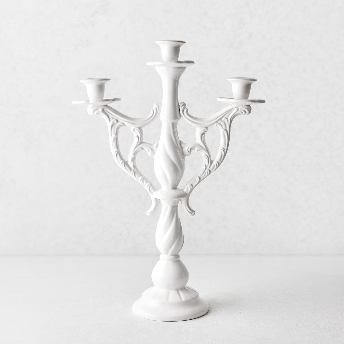 Orvieto White Ceramic Candelabra