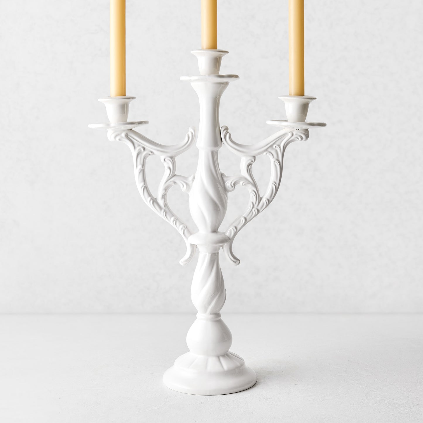 Orvieto White Ceramic Candelabra
