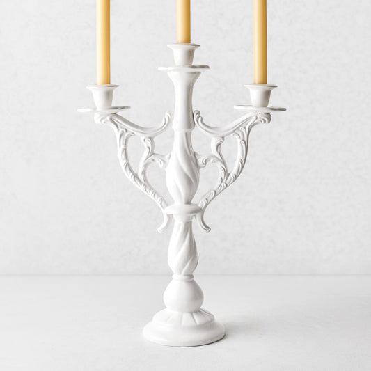 Orvieto White Ceramic Candelabra
