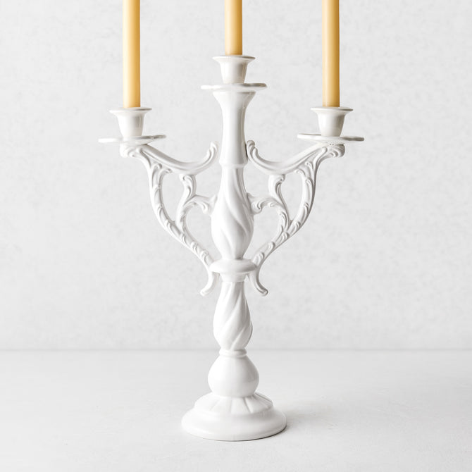 Orvieto White Ceramic Candelabra