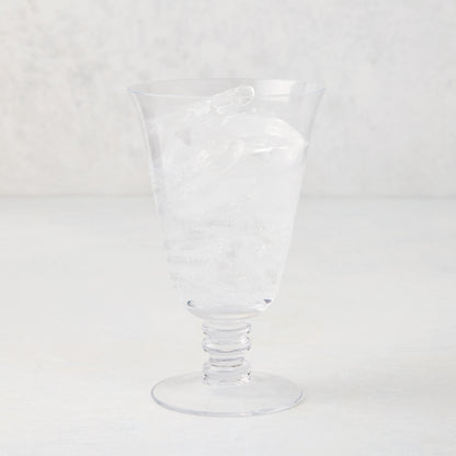 Palermo Stemmed Water Glass, clear hand-blown glass with curved lip and artistic stem, 6.7"H.